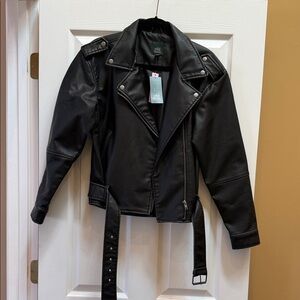 Wild Fable Black Faux Leather Biker Jacket